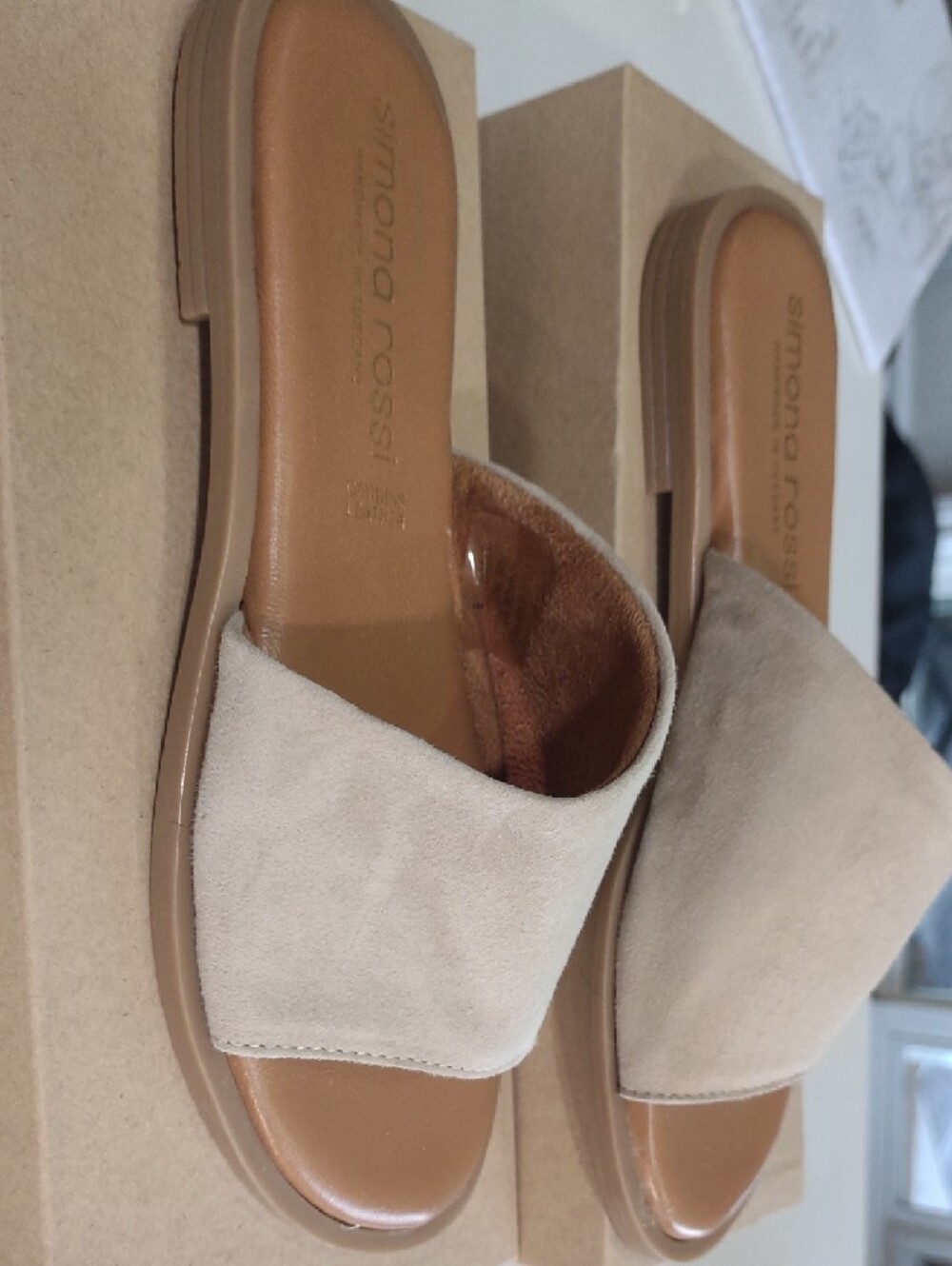 Marshalls Beige Suede Slide Mules - Picture 3 of 5